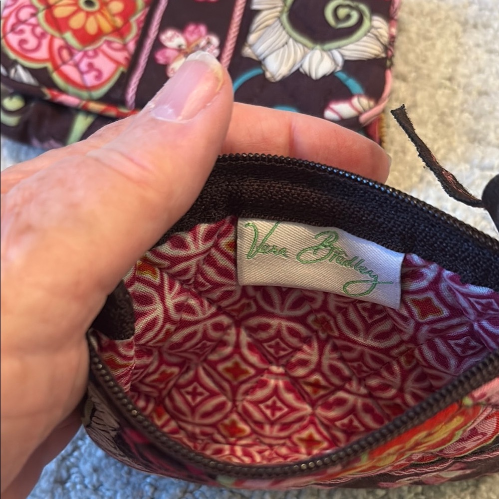 Vera Bradley $$ Pink/Red/Brown Wallet, coin purse, and curling iron cover. EUC - Picture 12 of 14